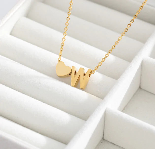 Letter Heart Initial Necklaces